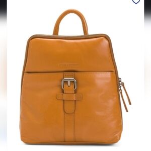 Spikes & Sparrow Tan Leather Dome Buckle Backpack